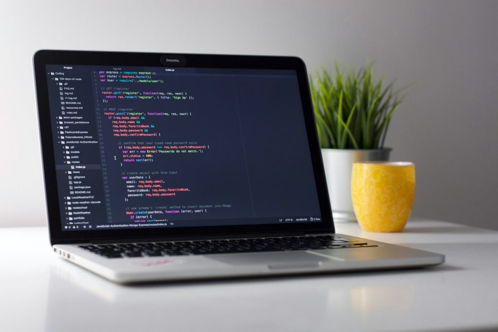 Test code running on a laptop
