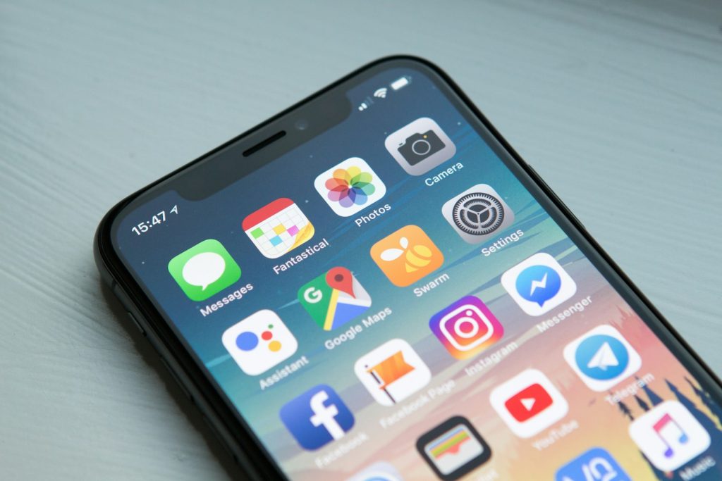 Smartphone showing social media apps